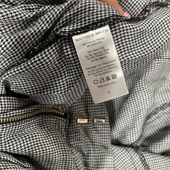 NWOT MATTHEW BRUCH Wide Leg Pleated Pant in Black Houndstooth size 1 / Small - Picture 9 of 10